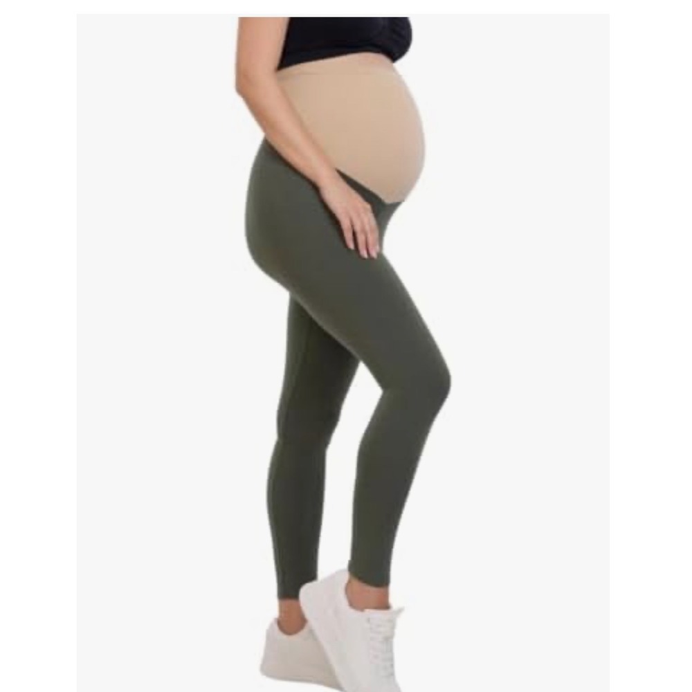 NWT Motherhood Maternity Leggings Olive Green Full Panel Small Size S - Picture 2 of 9